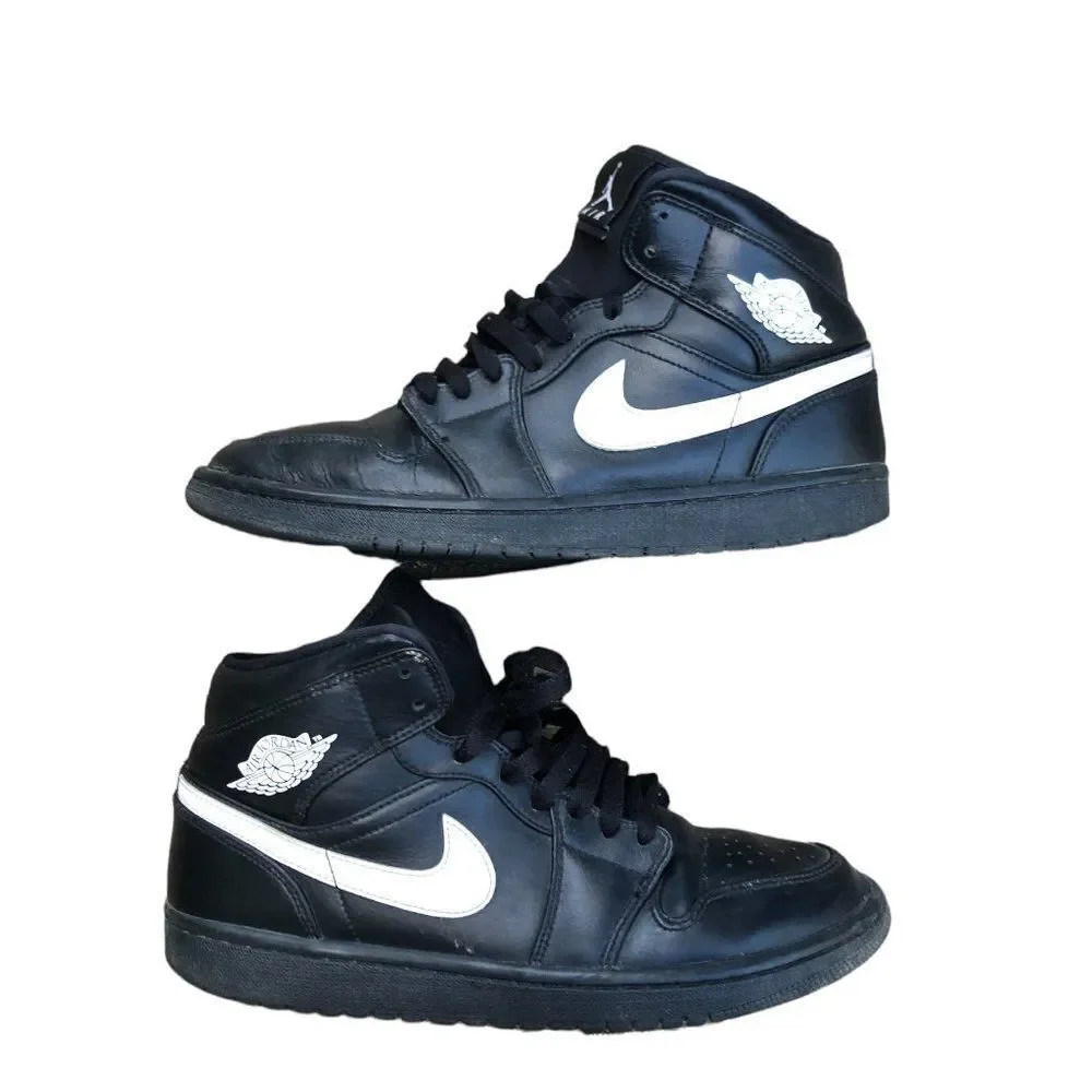 NIKE Air Jordan 1 Mid 'Speckle' Size 8.5 Black - Picture 5 of 16